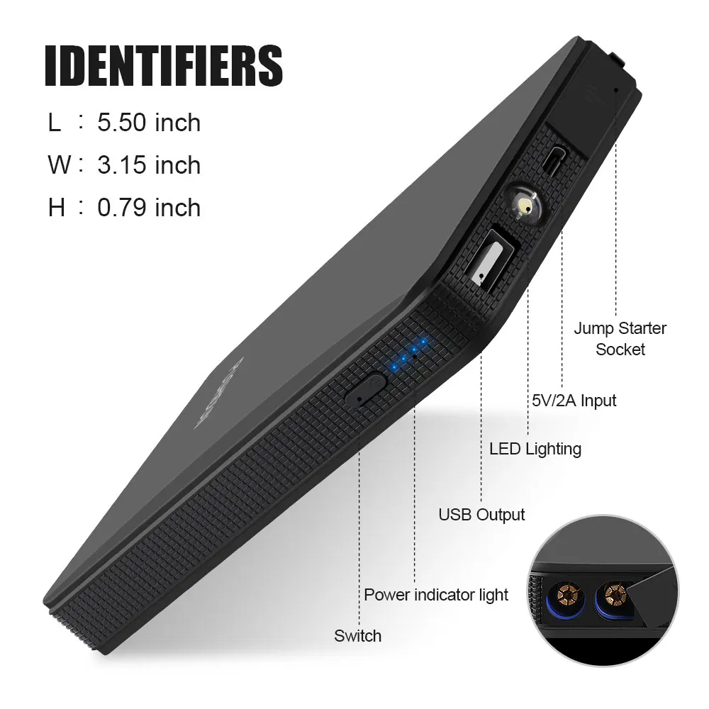 PUSHIDUN Car Rover Battery Booster 12000mAh Starter Booster Starting Device Portable Jump Starter With Ordinary Or Smart Clamps
