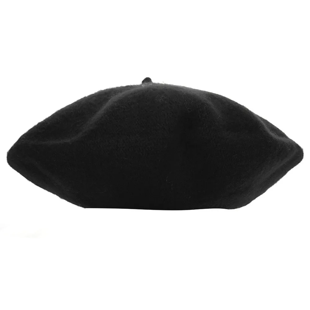 Зимняя кофта для девочек Шапки шляпа "Бейли" Купол однотонная Милая Детская шерстяная одежда береты шапки бини шапки#815 - Цвет: Black