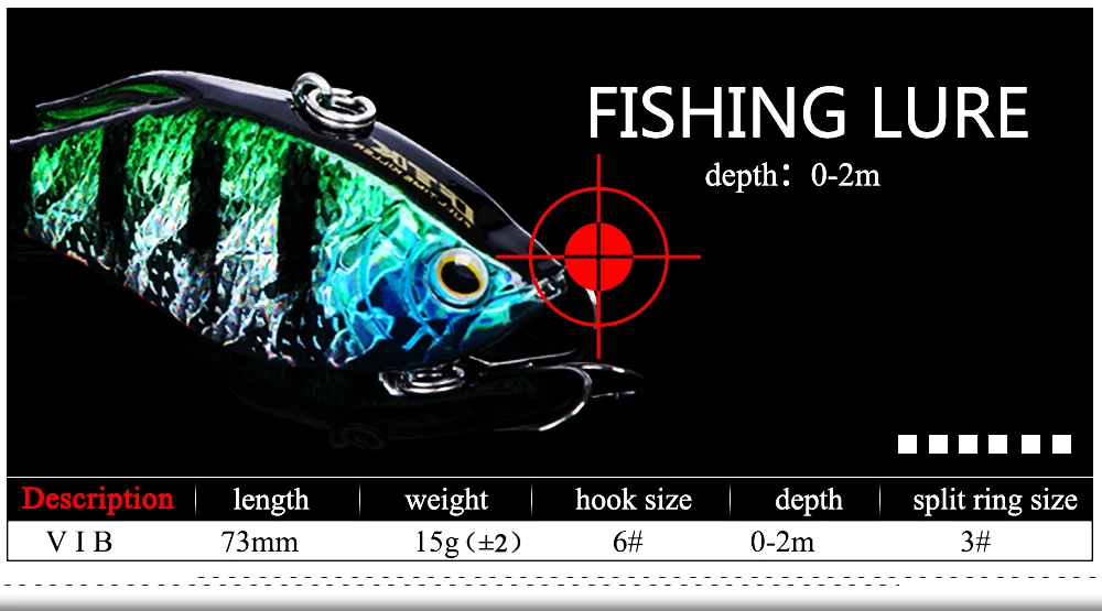 FTK 1 шт. 73 мм 15 г VIB рыболовная приманка с вибрацией жесткая наживка Тонущая искусственная Джеркбейт воблер на щуку приманка для рыбалки