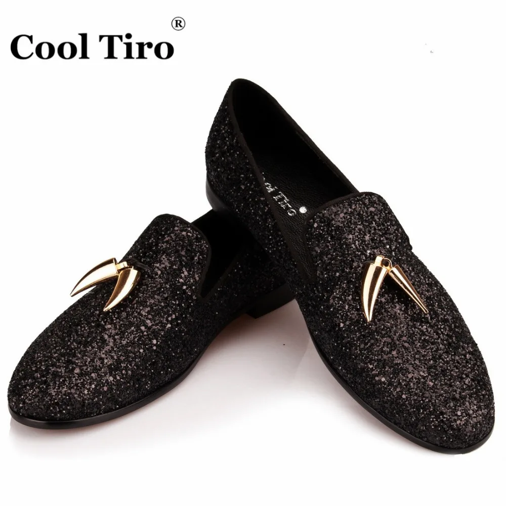 COOL TIRO Black Glitter Loafers Men 