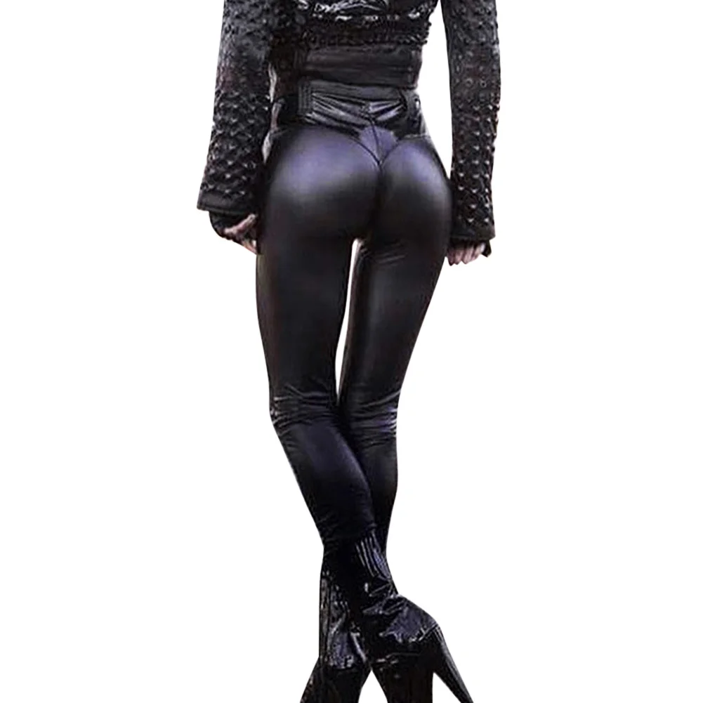 

Punk Bodycon Faux Pu Leather Pants Women Push Up Black High Waist Pants Female Autumn Winter Trousers Women Sexy Pants