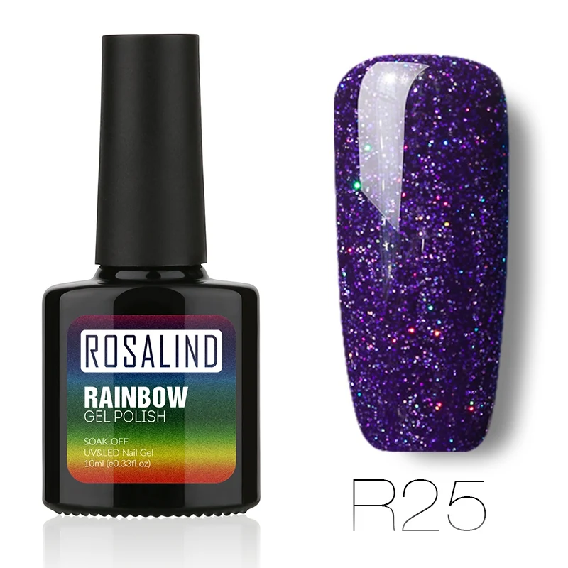 ROSALIND Гель-лак для ногтей 10 мл Радужный Неон RBR01-29 Гель-лак Soak Off UV Nail Art долговечный Гель-лак для ногтей - Цвет: R25