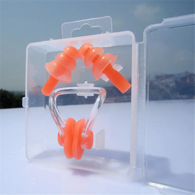 Soft waterproof Silicone Swimming nose clip earplugs set Surf diving swimming pool accessories for adults Sports ear plug water