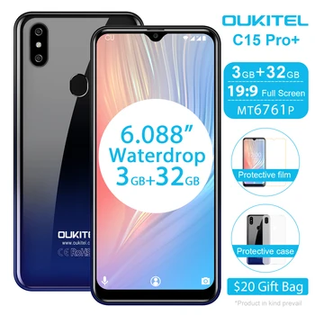 

OUKITEL C15 Pro+ 6.088'' 3GB 32GB MT6761 Water Drop Screen 4G Smartphone C15 Pro + Fingerprint Face ID 2.4G/5G WiFi Mobile Phone