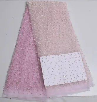 

Free shipping Embroidery Lace Fabric With Sequins Hottest Selling French Tulle Lace Fabric For Nigerian Wedding Dresses 5 Yards