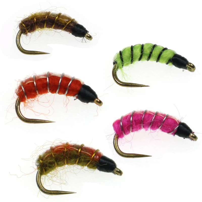 

5PCS Multiple Color Trout Fishing Flies Scud Shrimps Scud Cezch Fly Fishing Fly Nymphs #12 Non-barb Fly Hook
