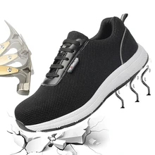 Защитная обувь для мужчин со стальным носком, защитная Рабочая обувь для мужчин, кроссовки, легкая анти-разбивающаяся Нескользящая антистатическая защитная обувь