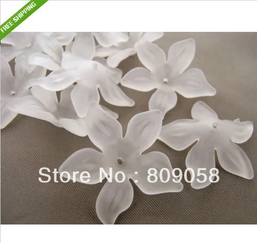 

28mm 200pcs WHITE FROSTED ACRYLIC LUCITE FLOWER BEADS FIT FOR JEWELRY DIY FREE SHIPPING