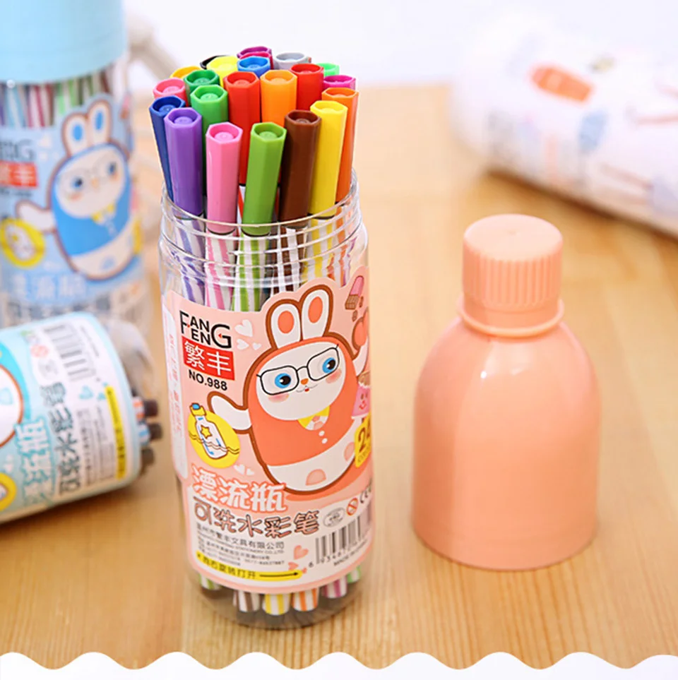 12 Colors Students Creative Washable Watercolor Pen Color Lucky Bottle Packing Art Marker Drawing Set Supplies Child Gift