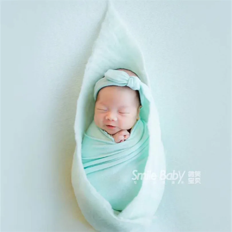 

Blue Wool Felted Swaddle Blanket Layer Photo Prop Baby Merino Wrap Newborn Shoot Photography Props