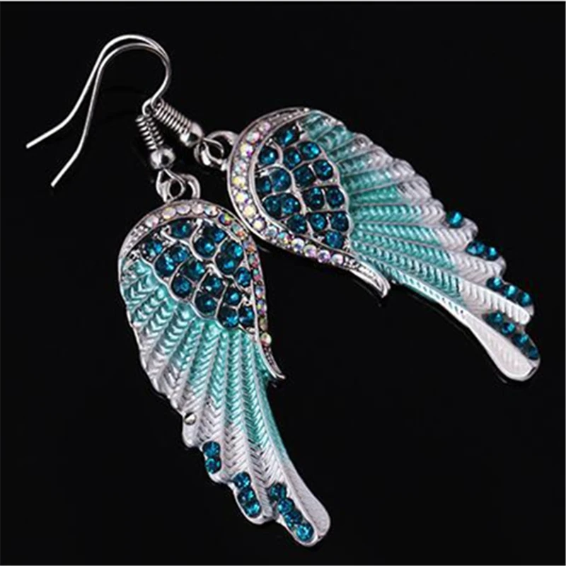 Hot Selling Fashion Angel Wings Crystal Drop Earrings