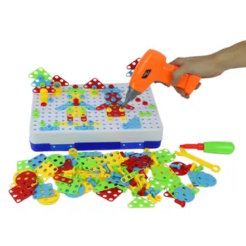 

1 Set 3D DIY Mosaic Plug Assemble Game Plastic Screws Puzzle Toy Manual Screwdriver 234pcs/150pcs/240pcs Baby Educational Toys