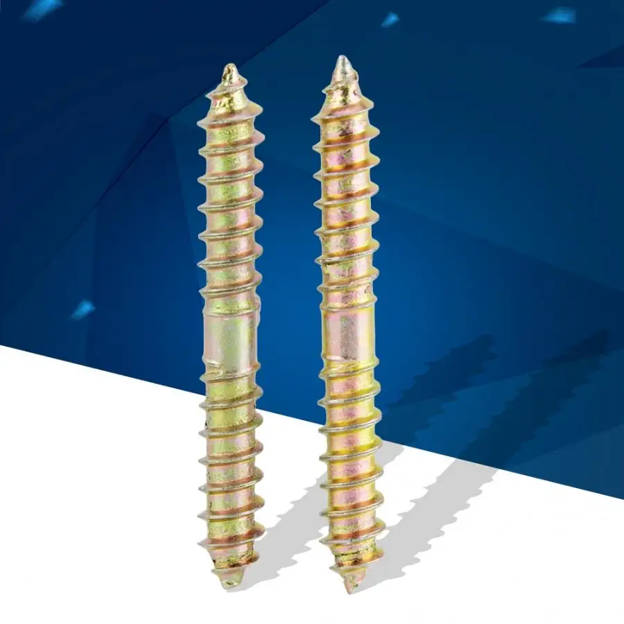 

10Pcs 6*50mm Double Ended Screws Zinc Plating Dowel Iron Screws Woodworking Furniture Connector Iron Screw Nut Bolts tornillos