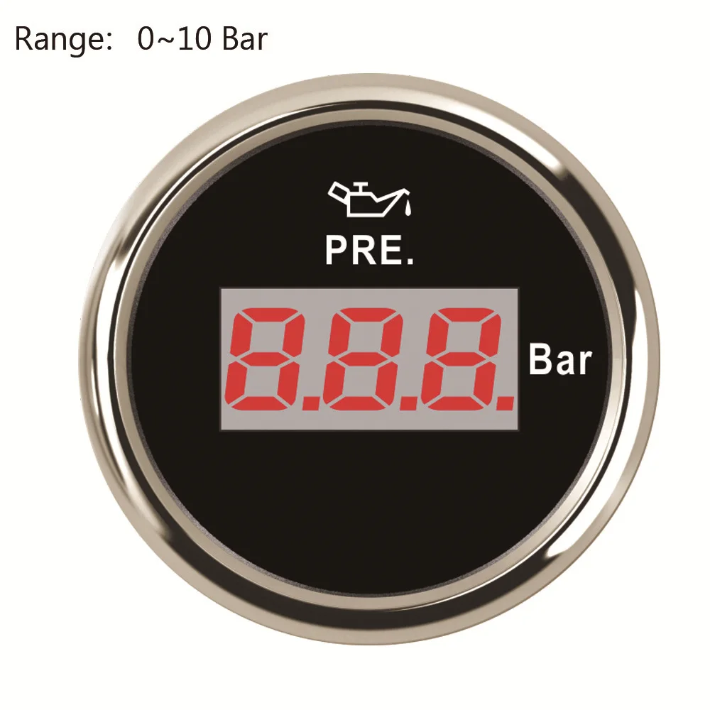 Высокое качество механический датчик давления масла M10* 1 для измерения давления масла диапазон 5 бар/10 бар датчик давления - Цвет: 10 Bar  Black Silver