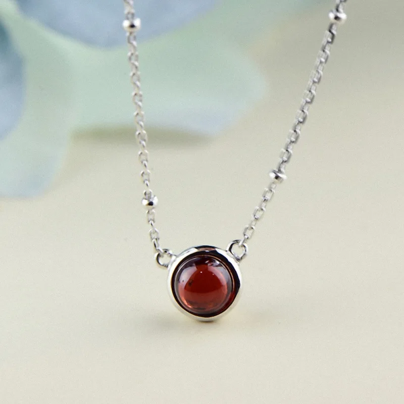 Red Gemstione 925 Sterling Silver Pendant Necklace 100 Pure 925