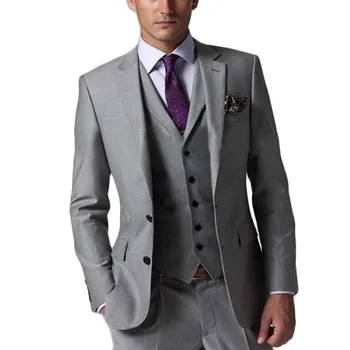 

suit + vest + pants Men Suit Men 3 pieces sets / Men's one buckle and two button business suits blazers size M-4XL