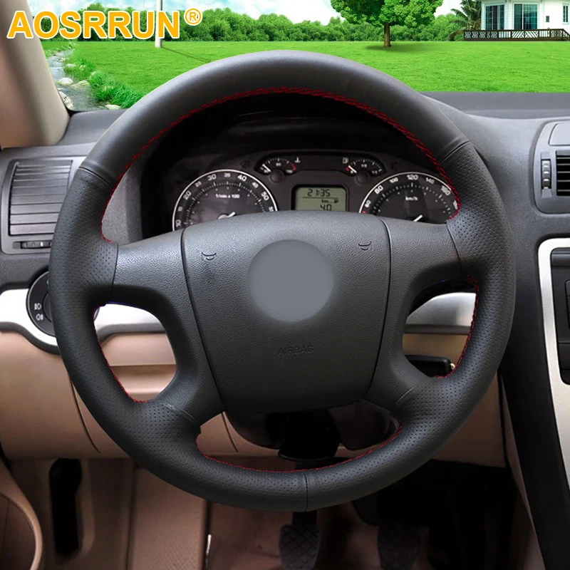 AOSRRUN font b Car b font accessories Genuine leather font b Car b font Steering wheels