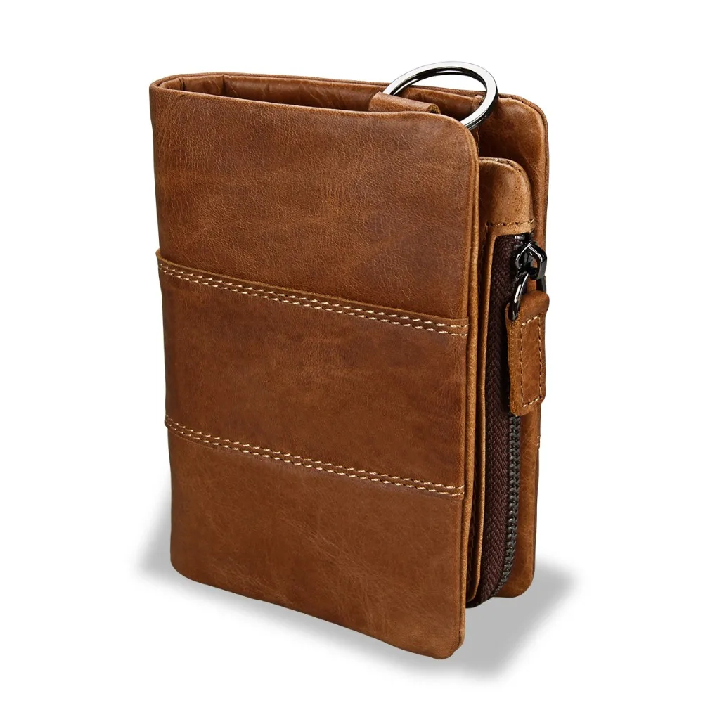 

Men Short Genuine Cow Leather Wallets Solid Card Holder Hasp Zipper Male Purses Casual Brand Coin Pocket Simple Men Purse