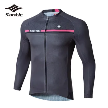 

Santic Men Cycling Jersey Long Sleeve Summer White Gray Bicycle Clothing Bike Jersey Quick Dry Jersey Shirt Maillot Ciclismo