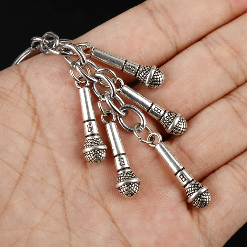 

dongsheng Funny Design Keychain Microphone Keyrings Key Chain Car Bag Pendants Decoration Jewelry Music Fans Gifts