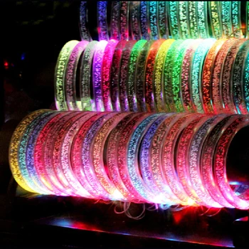 

50pcs/lot colorful changing LED bracelet Light up Bracelet flashing Acrylic glowing bangle kid's birthday toys party decoration