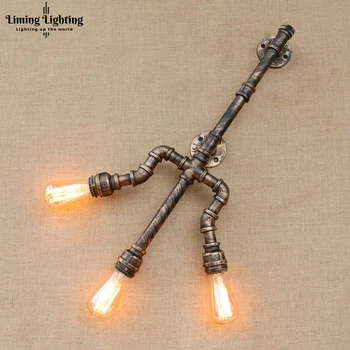 

Wroguht Iron Water Pipe Wall Lamp Vintage Aisle Lights Loft Iron Wall Lamp Edison Incandescent Light Bulb E27 LED Wall Sconce