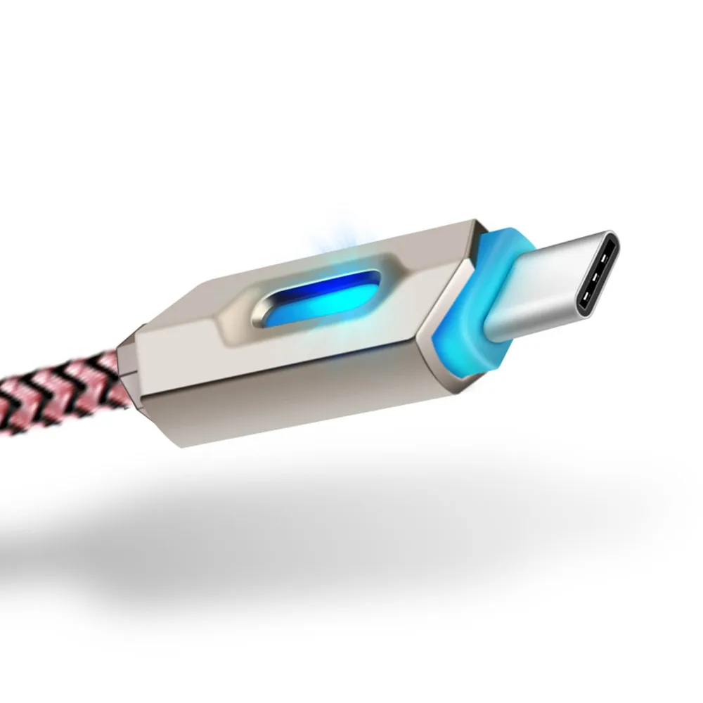1 м USB кабель для зарядного устройства с нейлоновой оплеткой светодиодный быстрой