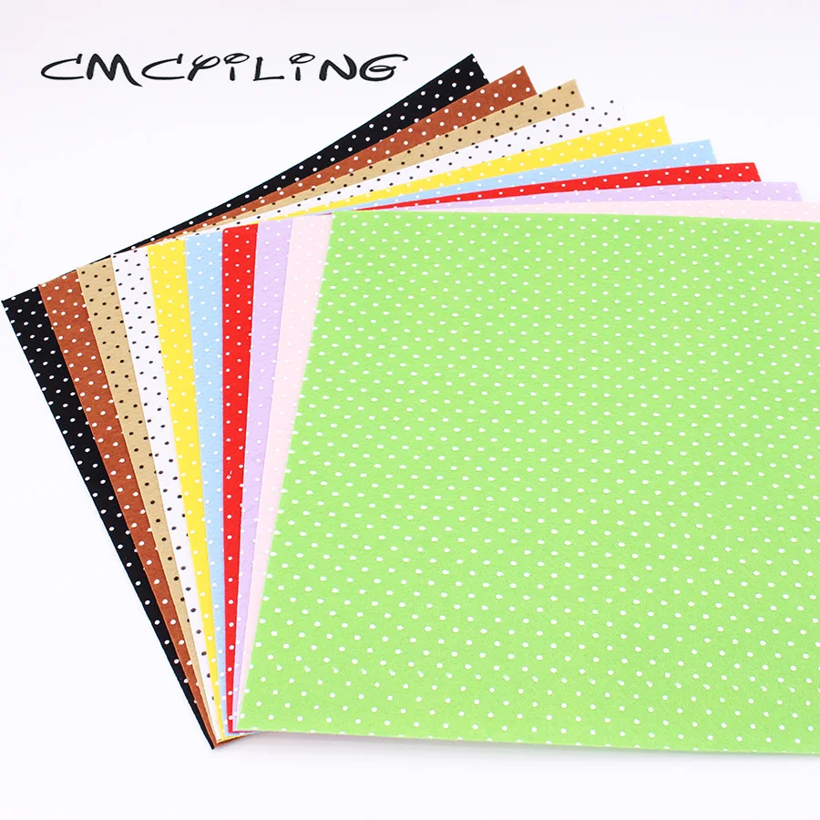

CMCYILING 10 Pcs/lot 30cm*30cm Dot Printed Felt Fabric For Kids Needlework DIY Crafts Dolls Felt Sheet 1 MM Thickness