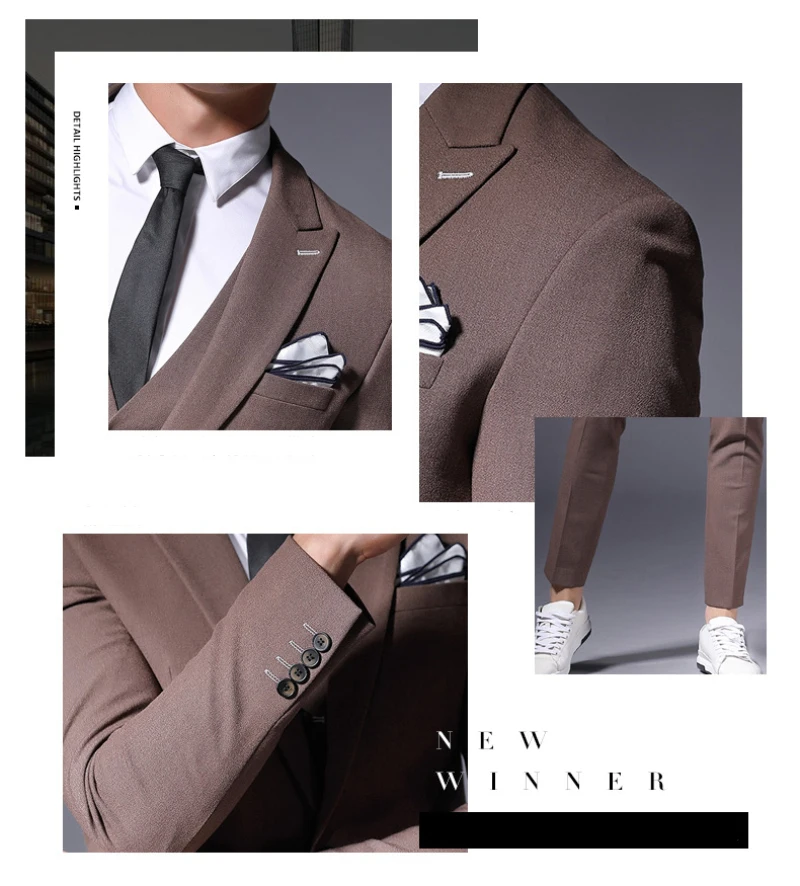 N & B Для мужчин костюмы 2019 Slim Fit 3 предмета смокинг мужской костюмы для свадьбы последние конструкции пальто брюки костюм большой платья