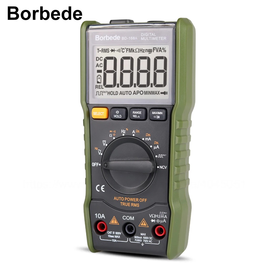 

Borbede Digital Multimeter DC AC Capacitance Resistance Square-wave output/Temperature Tester 6000 count