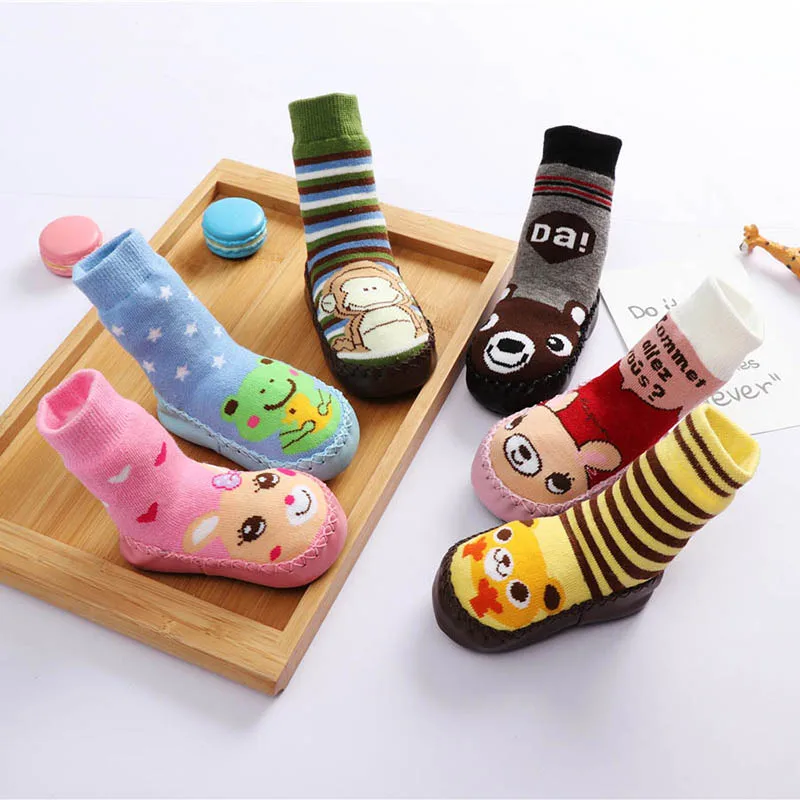 

Winter Baby Girl Boy Socks Anti Slip Animal Cartoon Toddler Infant Socks Children Soft Leather Soled Floor Shoes Socks Sokken
