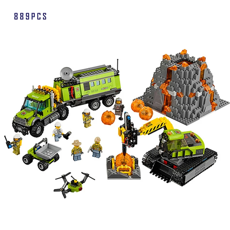 

Models building toy The Volcano Exploration Base Set Building Blocks Compatible with lego City 60124 toys & hobbies for birthday