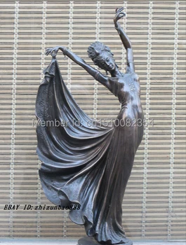 

23"Chinese Bronze & Marble ART Statue Peacock dance phoenix Queen ART Sculpture