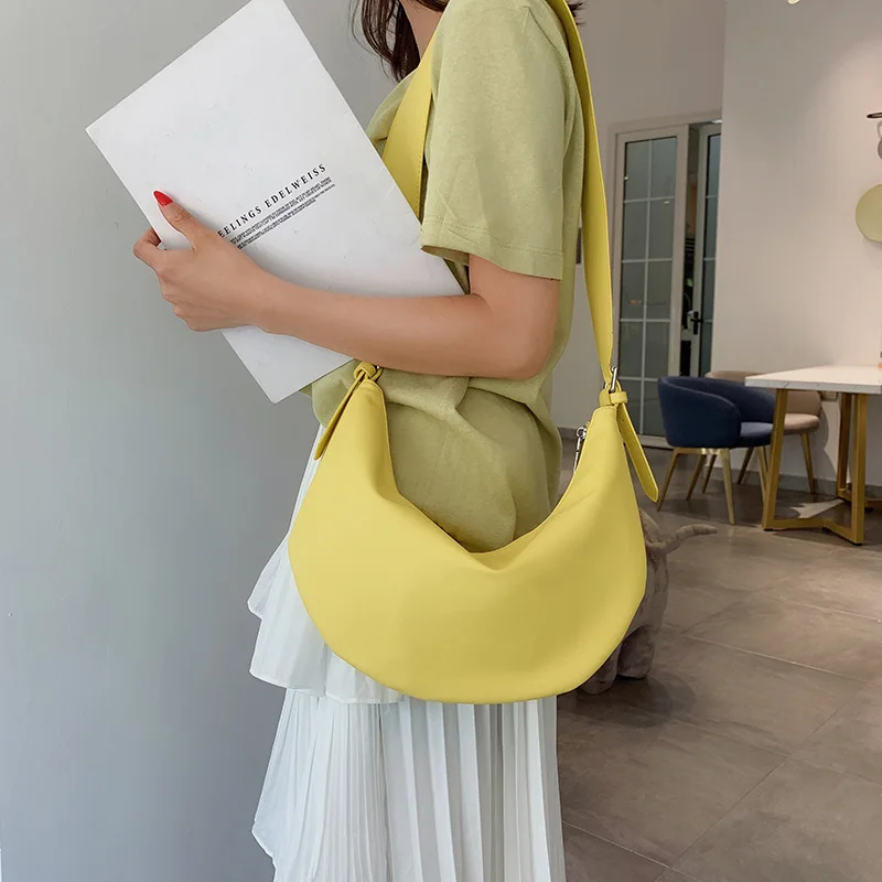 Beste Brede band Vrouwen schoudertassen PU leer Eenvoudige Designer zwervers zakken voor vrouwelijke Crossbody Tassen Casual bolsas feminina black