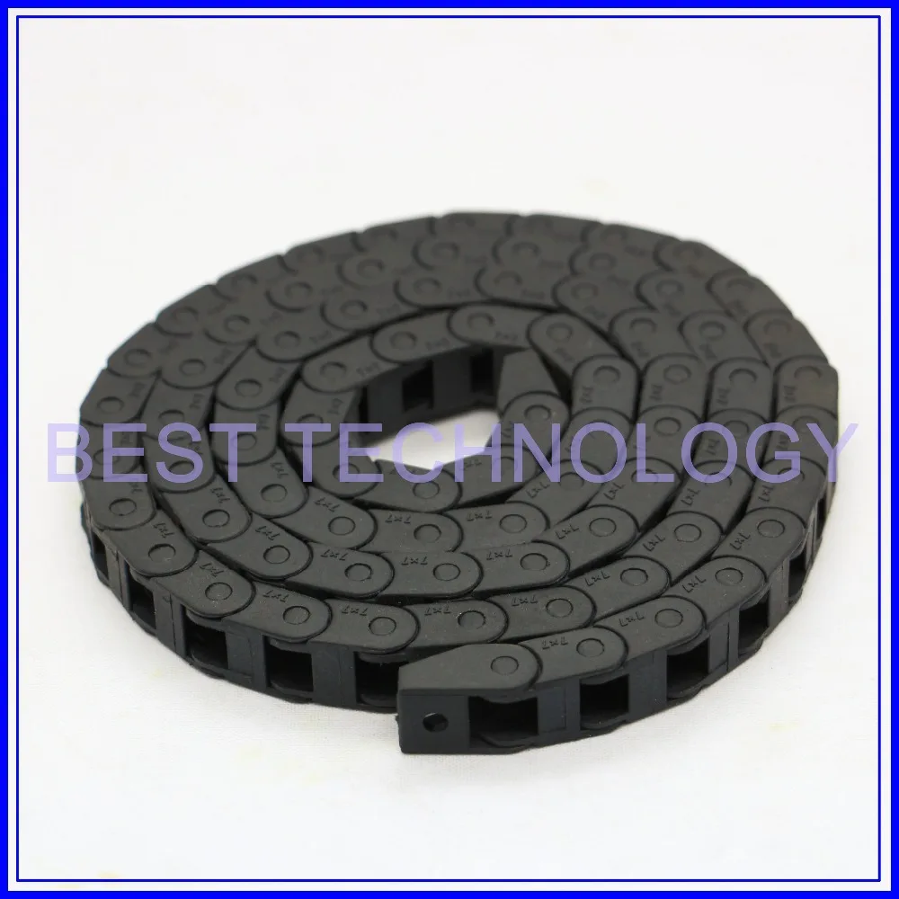 7x7mm L1000mm Plastic Cable Drag Chain Wire Carrier with end connectors plastic towline CNC Mill Router Machine non opening
