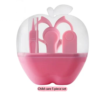 

Nail clippers children apple shape baby care set 5 pieces earpick nose pick ear cleaner earpick set wax remover