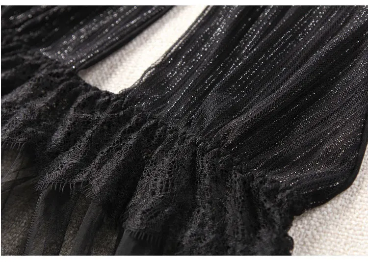Hoyyezen Сексуальная Новая перспективная подвесная шея черный серый открытая кружевная ажурная ночная рубашка с Т-штанами костюм