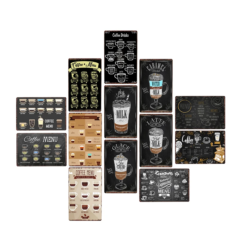 

Coffee Menu Metal Sign Vintage For Cafe Bar Pub Wall Decor Home Decor Tin Signs Plaque Retro Plate Retro Poster 20*30cm