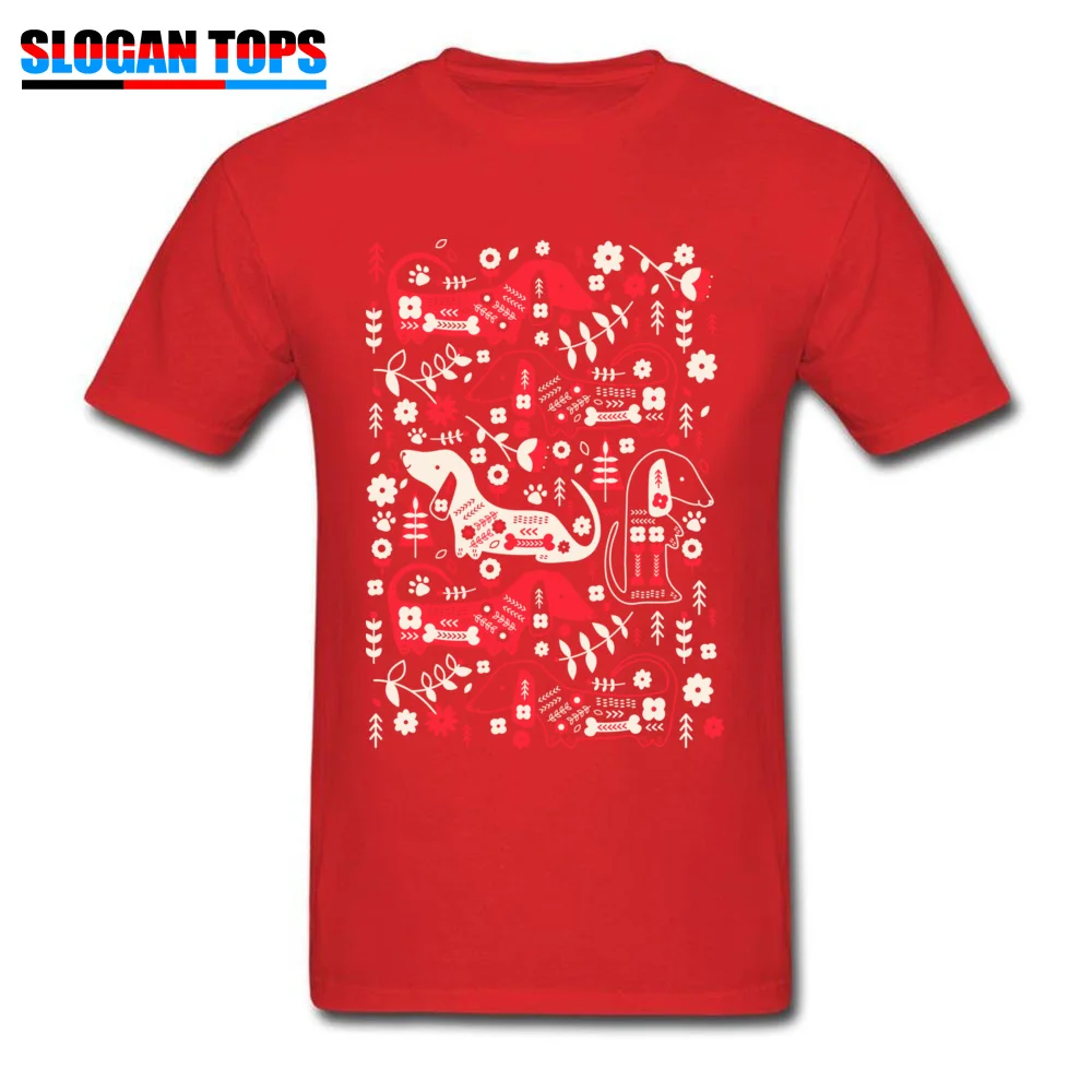 Funny Dog Folk Printed On T Shirts O-Neck 100% Cotton Men's T Shirt Short Sleeve Summer Autumn Printed On Tee-Shirts Dog Folk red