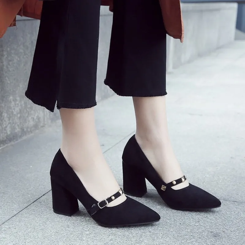 

Womens Lolita Style Mary Jane Street Daily Pumps Shoes Pointed Toe Shallow Pumps Dress Shoes Size 32 - 46