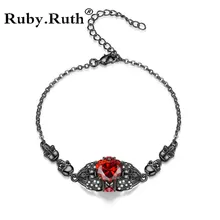 Ангел Панк Череп Кристалл CZ готический Цветок браслет для женщин девочек посеребренные роскошные свадебные браслеты ювелирные изделия Прямая поставка