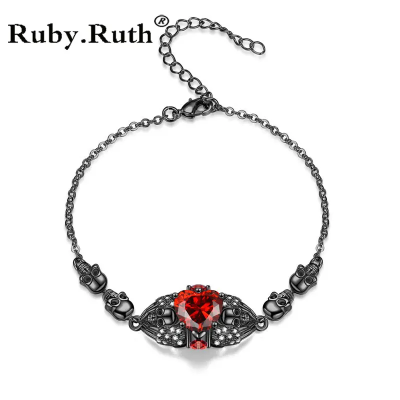 

Angel Punk Skull Crystal CZ Gothic Flower Bracelet For Women Girls Silver Plated Luxury Wedding Bracelets Jewelry Dropshipping