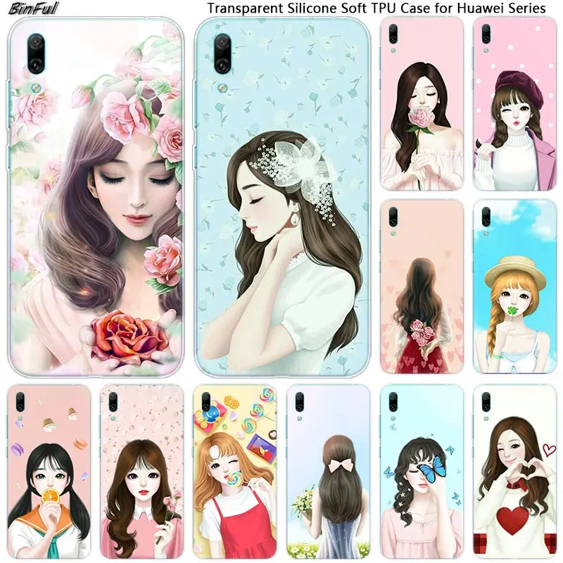Мягкий силиконовый чехол для телефона с милой девочкой куклой Huawei Mate 10 20 Lite Pro Enjoy