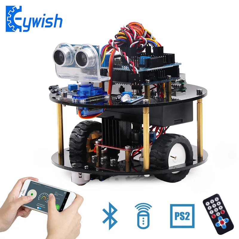 Keywish Robot pour Arduino UNO R3 Kit voitures intelligentes APP RC télécommande PS2 ultrasons Bluetooth Module tige jouets pour enfants enfant