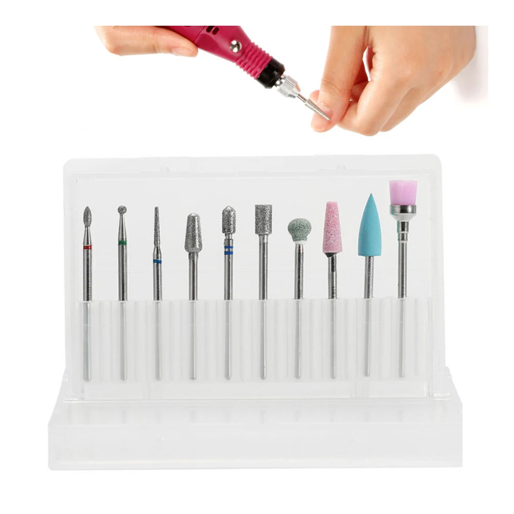 

10pcs/set Nail Drill Bit Nail Files Electric Machine for Manicure Gel Polishing Tool Kit Rotary Burr Cuticle Milling Cutter