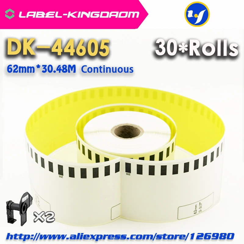 30 refill Rolls Совместимость dk-44605 этикетки 62 мм * 30.48 м Непрерывная Совместимость для принтера брат этикетки желтый Бумага dk-4605