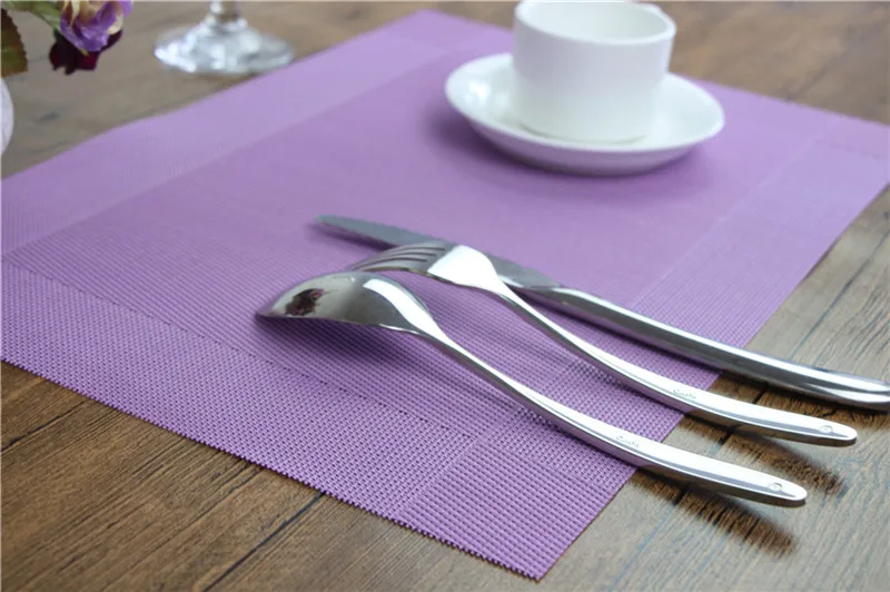 4 шт./лот коврик для столовых приборов из ПВХ, коврик для обеденного стола, дисковые подушечки, подставки для чаши, водонепроницаемый коврик для скатерти, нескользящая подкладка - Цвет: Purple