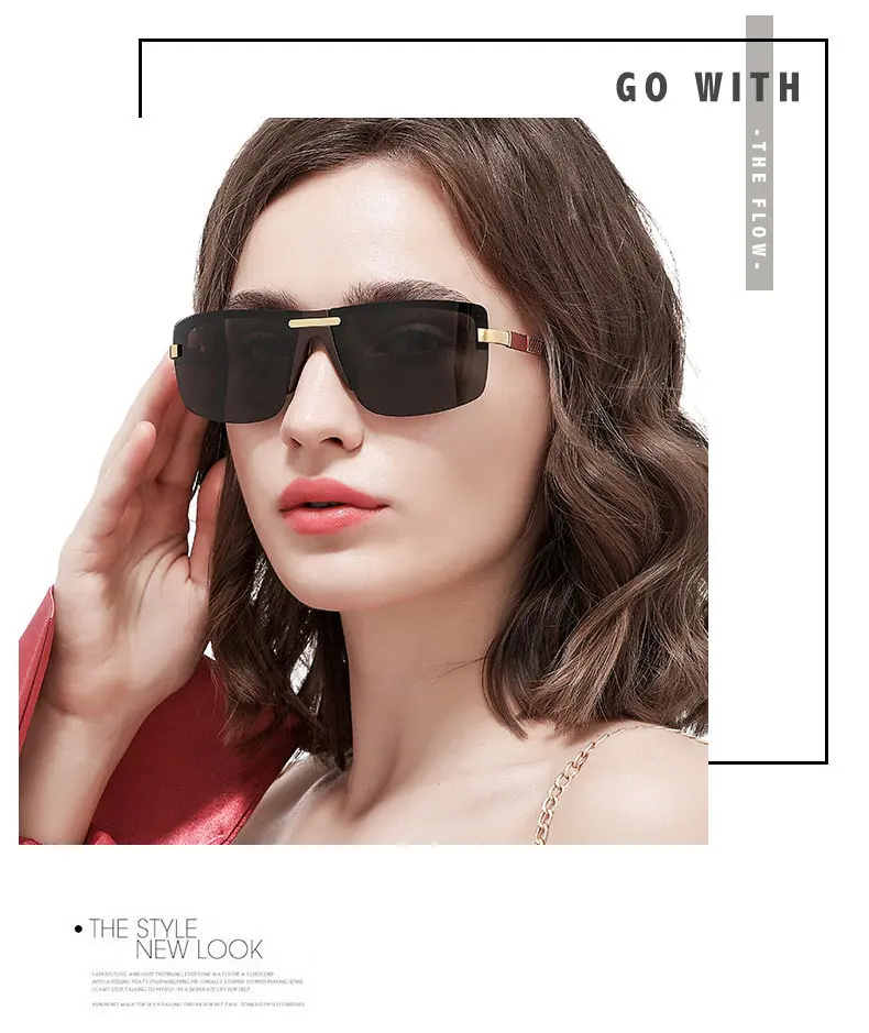 MINIMUM High Quality Half frame Square Sunglasses Women Polarized Men Sunglasses Sport Eyewear Driving Gold frame HD Polarized1 (2)