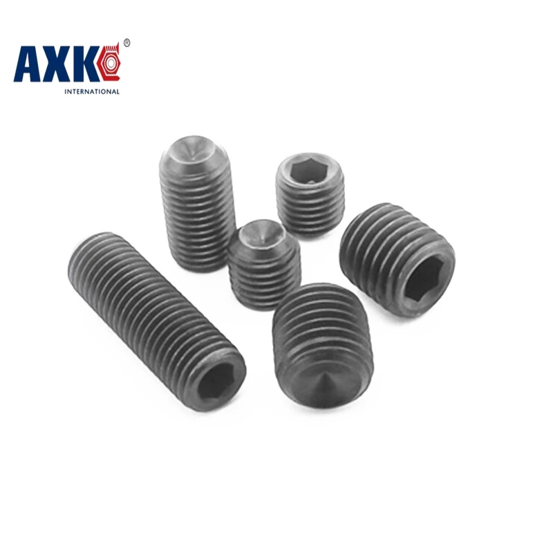 100pcs M3 Din916 Black Carbon Steel Metric Thread Grub Screws Inner