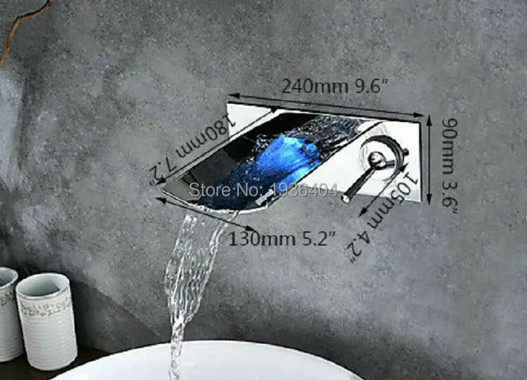 Недавно светодиодный Водопад Хром Латунь настенного благородный бассейна гамма смесители нет необходимости батареи torneira горячей и